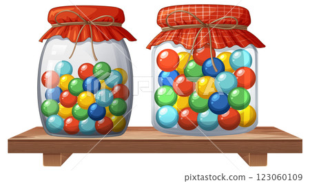 Colorful Marbles in Glass Jars Colorful Marbles in Glass Jars 123060109