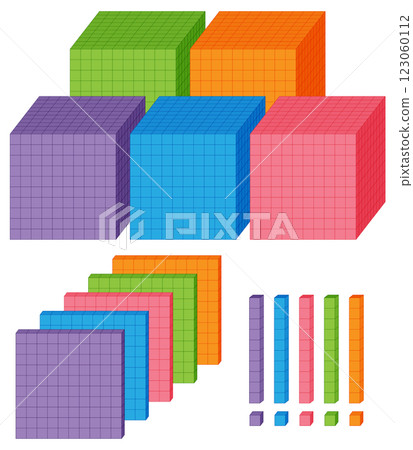 Colorful Geometric Cubes and Bars Illustration Colorful Geometric Cubes and Bars Illustration 123060112