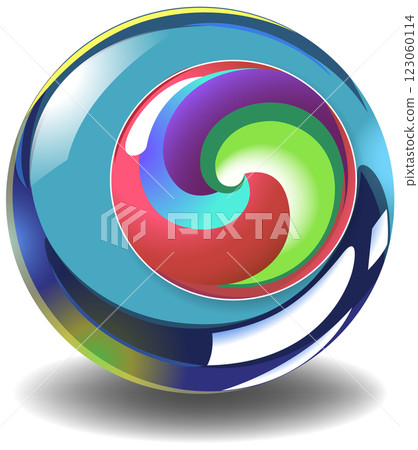 Colorful Swirl in Glossy Sphere 123060114