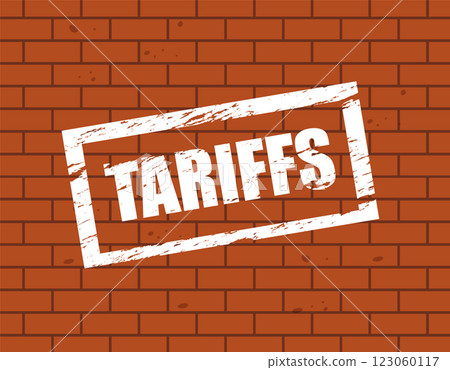 Tariffs Concept on Brick Wall Background 123060117