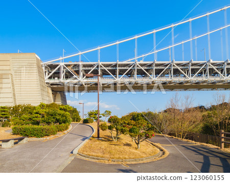 The Great Seto Bridge seen from Yoshima PA, Sakaide City, Kagawa Prefecture 123060155