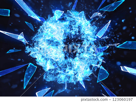 3d illustration of scattered pieces of broken blue glass on a black background 3d illustration of scattered pieces of broken blue glass on a black background 123060197