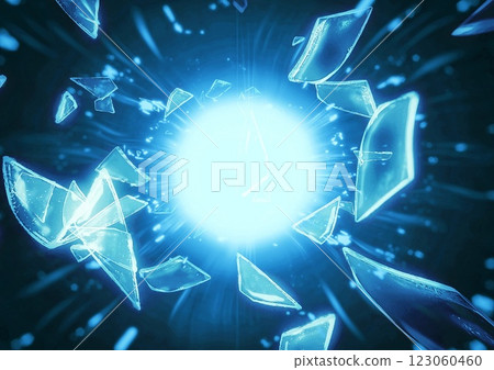 3d illustration of scattered pieces of broken blue glass on a black background 3d illustration of scattered pieces of broken blue glass on a black background 123060460