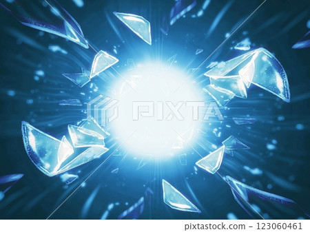 3d illustration of scattered pieces of broken blue glass on a black background 3d illustration of scattered pieces of broken blue glass on a black background 123060461