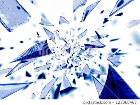 3d illustration of scattered pieces of broken blue glass on a black background 3d illustration of scattered pieces of broken blue glass on a black background 123060463