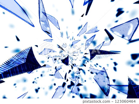 3d illustration of scattered pieces of broken blue glass on a black background 3d illustration of scattered pieces of broken blue glass on a black background 123060464