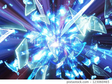 3d illustration of scattered pieces of broken blue glass on a black background 3d illustration of scattered pieces of broken blue glass on a black background 123060465