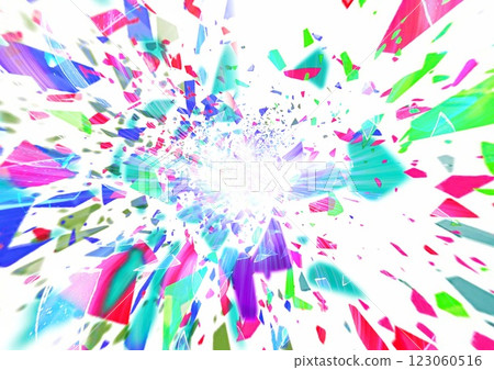 3d illustration of scattered broken colorful glass shards on white background 3d illustration of scattered broken colorful glass shards on white background 123060516