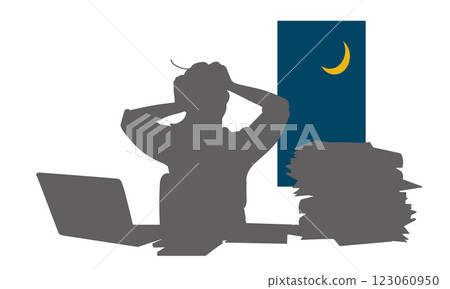 Silhouette of a business person who is busy with hard work 123060950