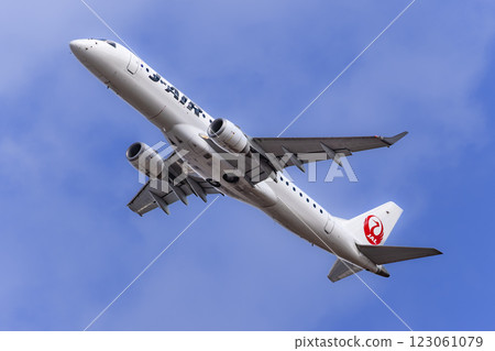A plane taking off from Sendai International Airport A plane taking off from Sendai International Airport 123061079