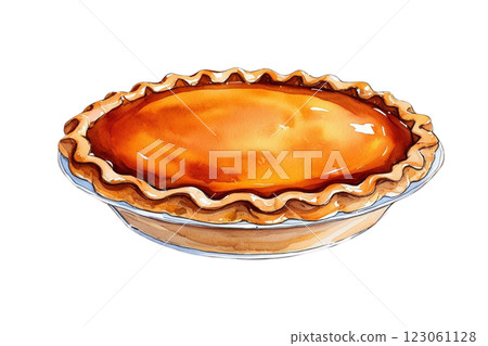 PNG An isolated pumpkin pie food illustration watercolor PNG An isolated pumpkin pie food illustration watercolor 123061128
