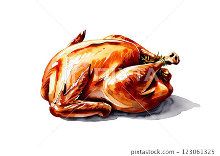 PNG An isolated Roast chicken food illustration watercolor PNG An isolated Roast chicken food illustration watercolor 123061325