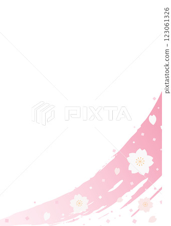 櫻花與筆觸、背景框、縱向 123061326