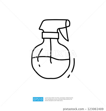 A simple line drawing of a spray bottle, often used for cleaning or applying liquids. A simple line drawing of a spray bottle, often used for cleaning or applying liquids. 123061489