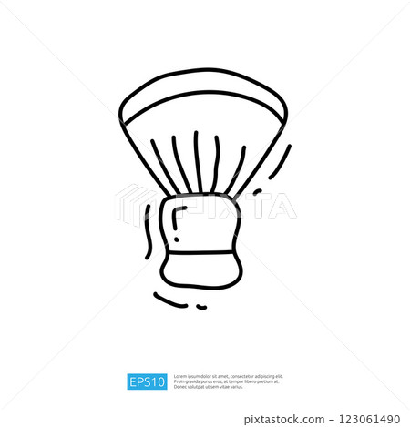 A simple line drawing of a shaving brush, typically used for applying shaving cream or soap. The illustration captures the brush's bristles and handle. A simple line drawing of a shaving brush, typically used for applying shaving cream or soap. The illustration captures the brush's bristles and handle. 123061490
