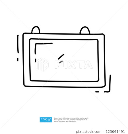 A simple line drawing of a hanging picture frame, symbolizing art, decoration, or display. A simple line drawing of a hanging picture frame, symbolizing art, decoration, or display. 123061491