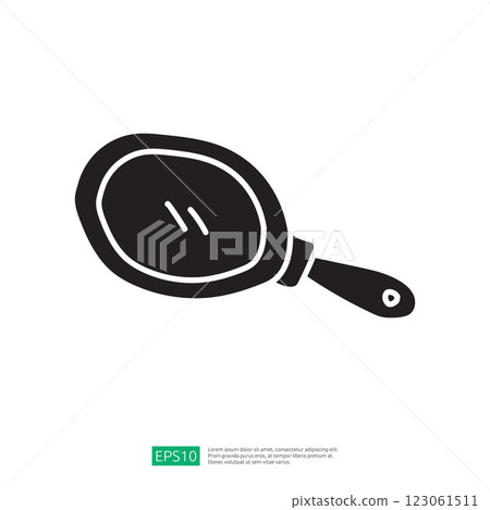 A simple black silhouette of a hand mirror, typically used for personal grooming and reflection. 123061511