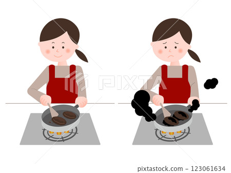 一名婦女燒焦了食物 123061634