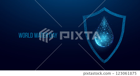 World water day concept. Banner template with glowing low poly water drop. Vector illustration. World water day concept. Banner template with glowing low poly water drop. Vector illustration. 123061875