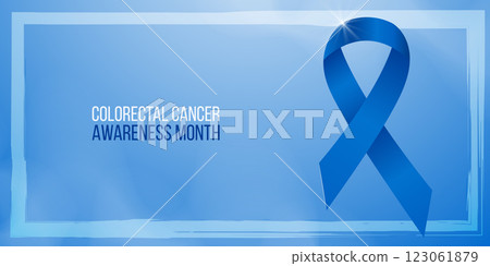 Colorectal Cancer Awareness Month concept. Banner template with blue ribbon and text. Vector illustration. Colorectal Cancer Awareness Month concept. Banner template with blue ribbon and text. Vector illustration. 123061879