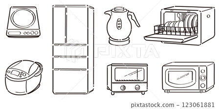 廚房用具插圖集線描 123061881