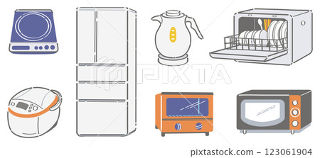 廚房用具的插圖集 123061904