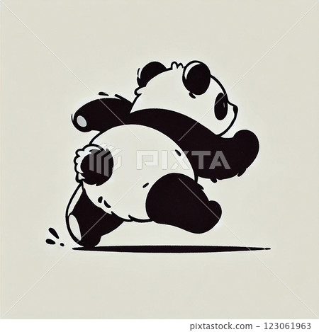 Panda icon, Ready, Go, Go, Picture, Earth color background, Generative AI 123061963