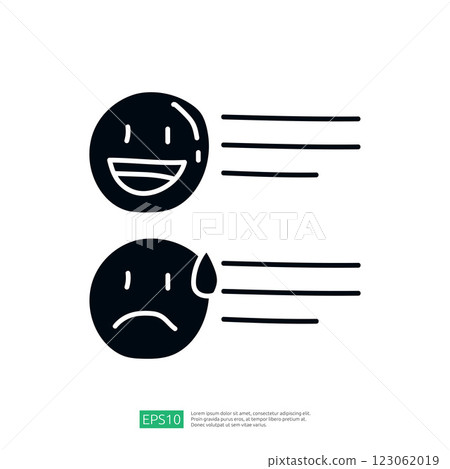 The image features two simple emoticons one smiling and the other with a sweat drop, suggesting contrasting emotions, possibly depicting happiness and anxiety. The image features two simple emoticons one smiling and the other with a sweat drop, suggesting contrasting emotions, possibly depicting happiness and anxiety. 123062019