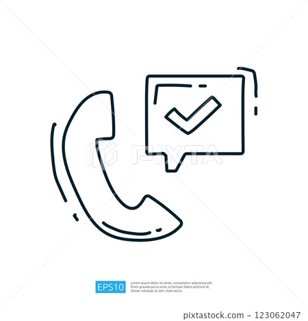The image features a stylized telephone and a speech bubble with a checkmark, symbolizing communication and confirmation. The image features a stylized telephone and a speech bubble with a checkmark, symbolizing communication and confirmation. 123062047