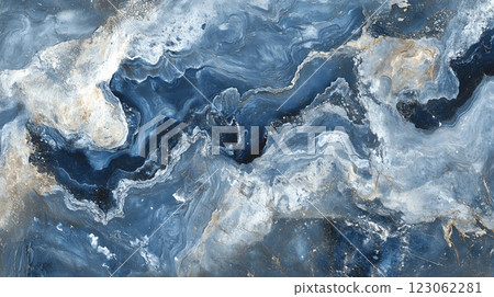 Blue marble, ink background. Abstract paint 123062281
