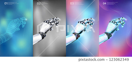 Abstract infographic with the use case of robot arms. Abstract infographic with the use case of robot arms. 123062349