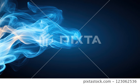 Elegant blue smoke trails create fluid and minimalist atmosphere Elegant blue smoke trails create fluid and minimalist atmosphere 123062536