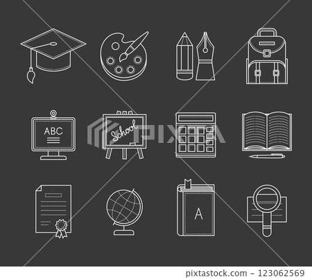 Education thin line icons 123062569