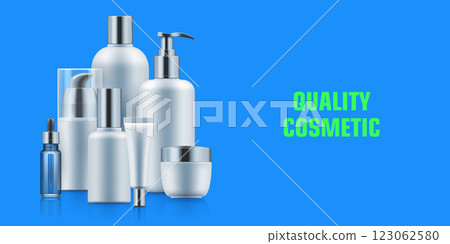 Quality cosmetic bottle poster Quality cosmetic bottle poster 123062580
