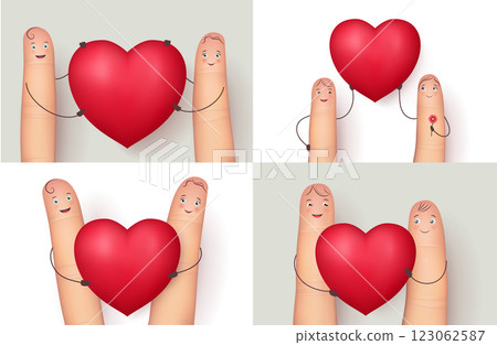 Fingers and red heart collection 123062587