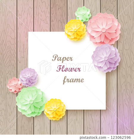Vintage background with paper flower frame. 123062596