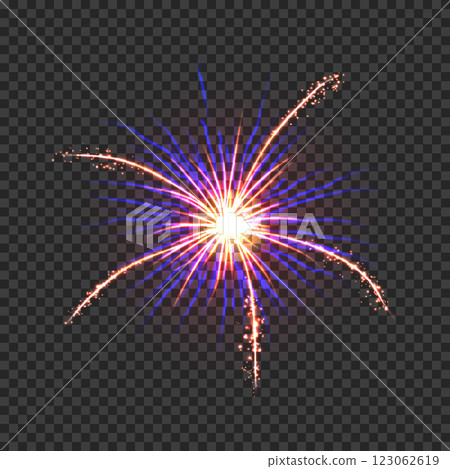 Festive fireworks with golden and blue sparks 123062619