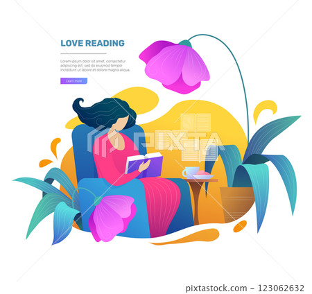 Weekend relaxation with book vector illustration 123062632