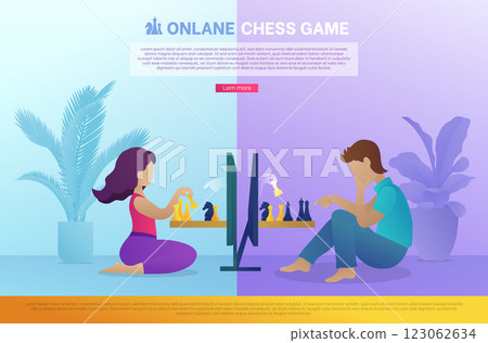 Online chess game landing page template Online chess game landing page template 123062634