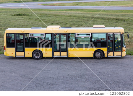 Yellow bus in the countryside 123062802