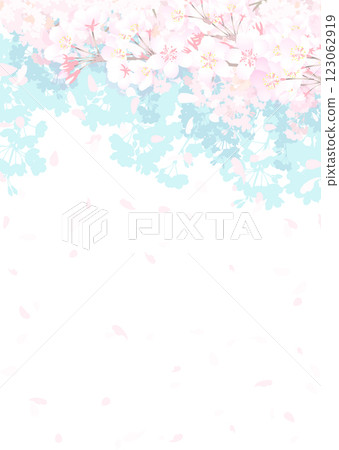 柔軟的櫻花和藍天的向量插圖 柔軟的櫻花和藍天的向量插圖 123062919