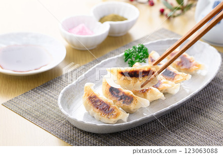 Pan-fried gyoza Pan-fried gyoza 123063088