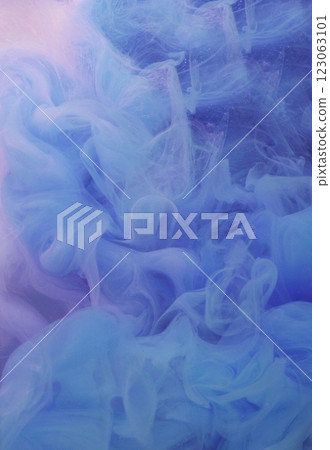 Sparkling blow. Cloud fluid. Defocused blue pink colorful flow splashes paint ink texture haze on shimmering art light background. Sparkling blow. Cloud fluid. Defocused blue pink colorful flow splashes paint ink texture haze on shimmering art light background. 123063101