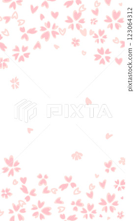 櫻花花瓣飄落的可愛插圖背景框 123064312