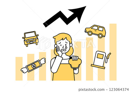 汽車相關費用增加的向量圖示 123064374