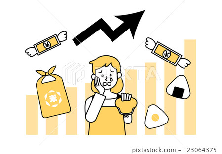 Rising rice prices vector illustration Rising rice prices vector illustration 123064375