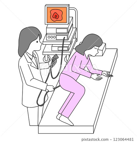 Colon cancer examination by female doctor 123064481