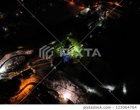 [Night view of Yokote, Akita Prefecture from the sky] Yokote Castle <Yokote Snow Festival> 123064764