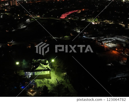 [Night view of Yokote, Akita Prefecture from the sky] Yokote Castle <Yokote Snow Festival> 123064782