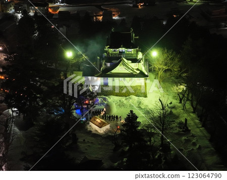 [Night view of Yokote, Akita Prefecture from the sky] Yokote Castle <Yokote Snow Festival> 123064790